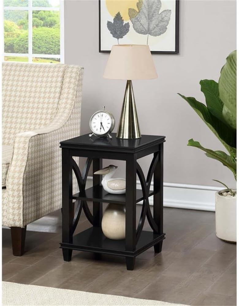 Elegant Florence Black Oak Veneer End Table with Shelves