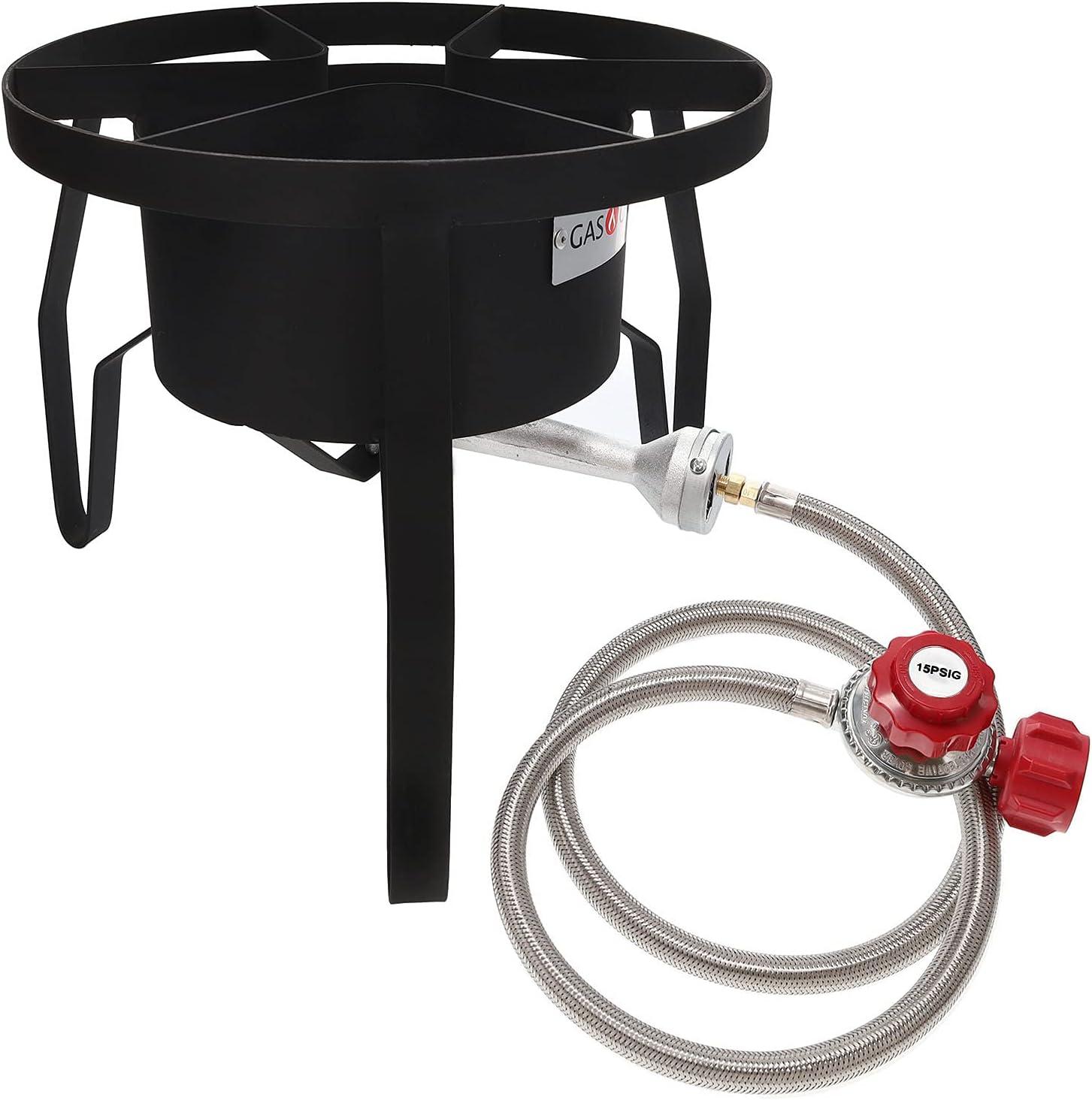 High-Pressure Black and Red Single Burner Gas Cooker