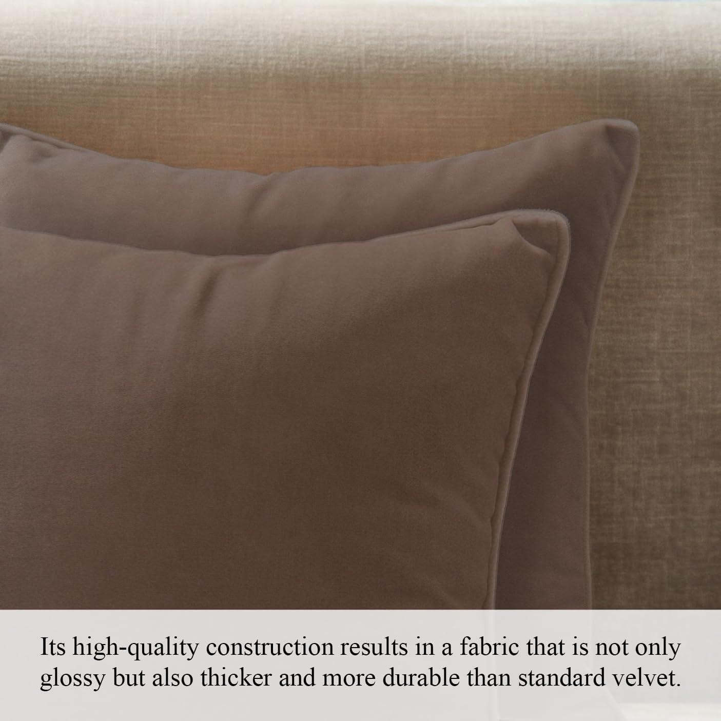 A1HC Set of 2 Luxurious Fine Soft Velvet Throw Pillow Covers Only, For Sofas, Beds, Vibrant Colors and Hidden YKK Zipper. Enhance your Living Space with Decorative Couch Pillow 18"x18", Dark Brown