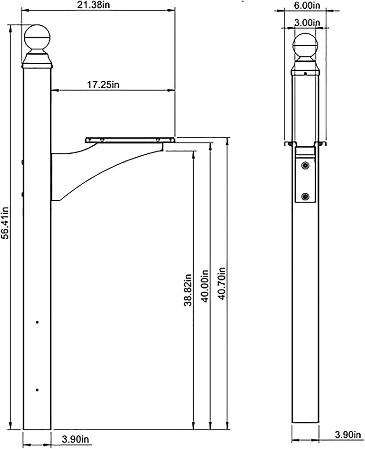 Gibraltar Black Aluminum Decorative Mailbox Post