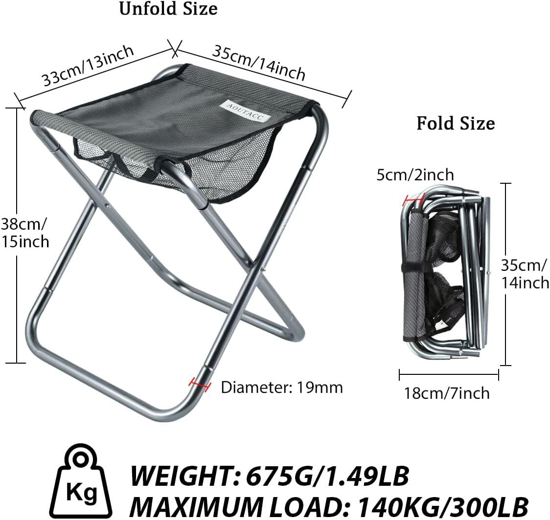 Ultralight Black Mesh Folding Camping Stool with Aluminum Frame