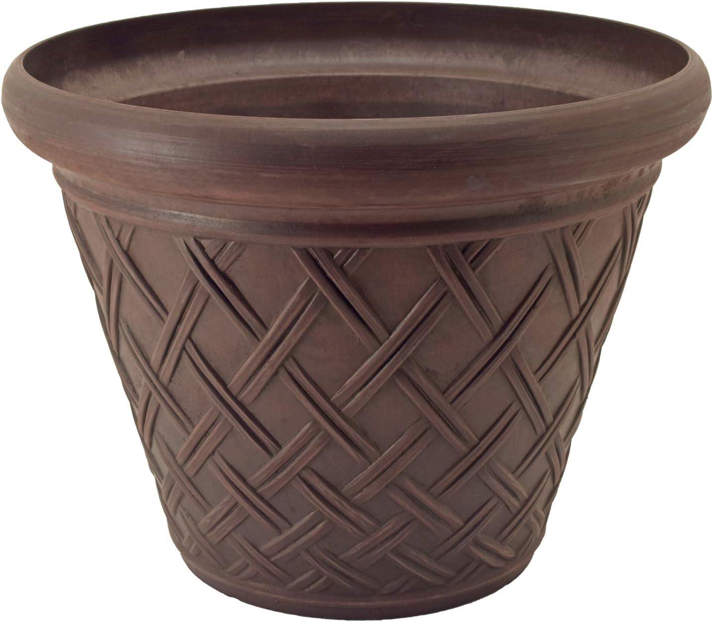 PSW Pot Collection Basket Weave Planter Pot for Indoor and Outdoor Plants and Gardens, 18-inch, Chocolate