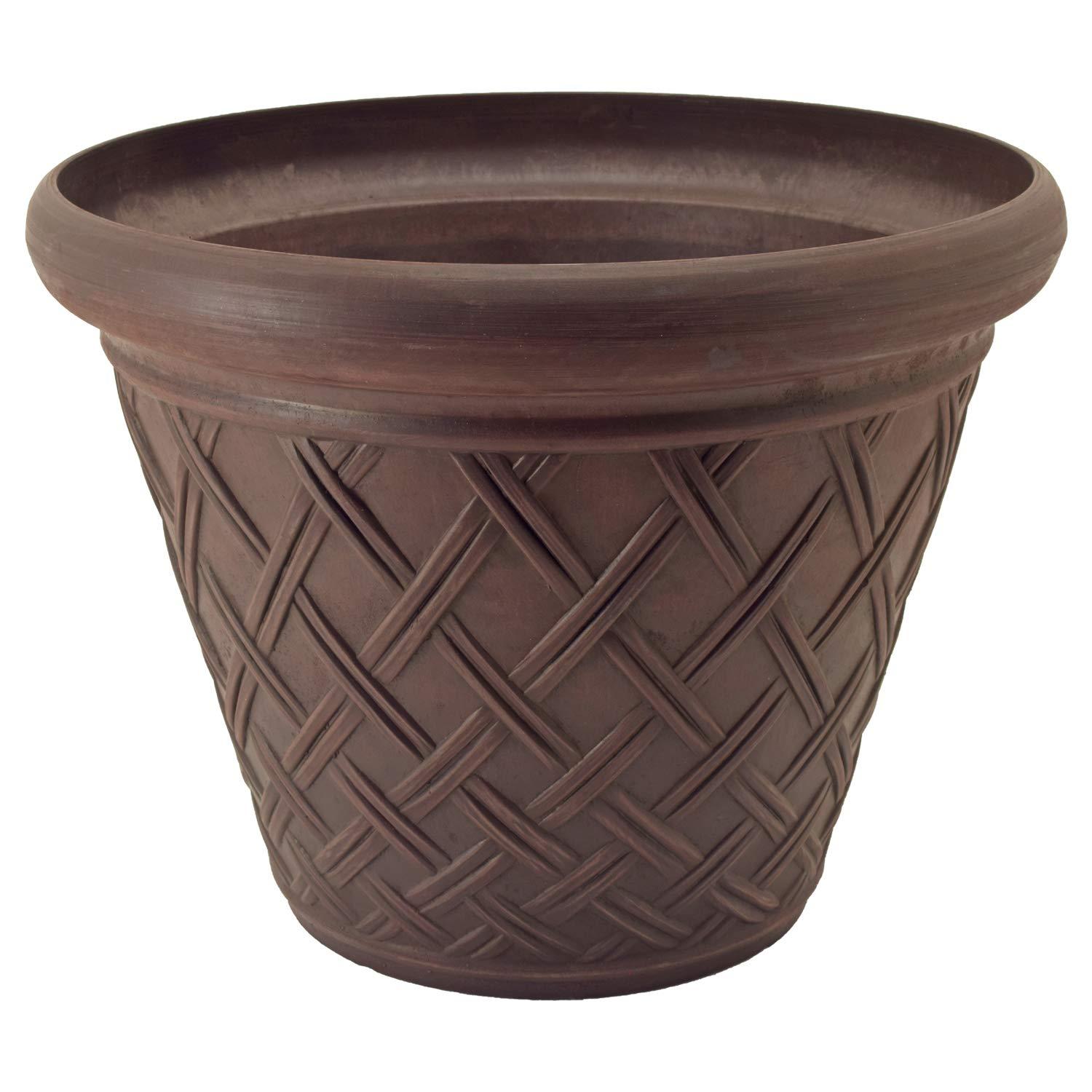 Basket Weave 18 in. x 14 in. Chocolate PSW Pot