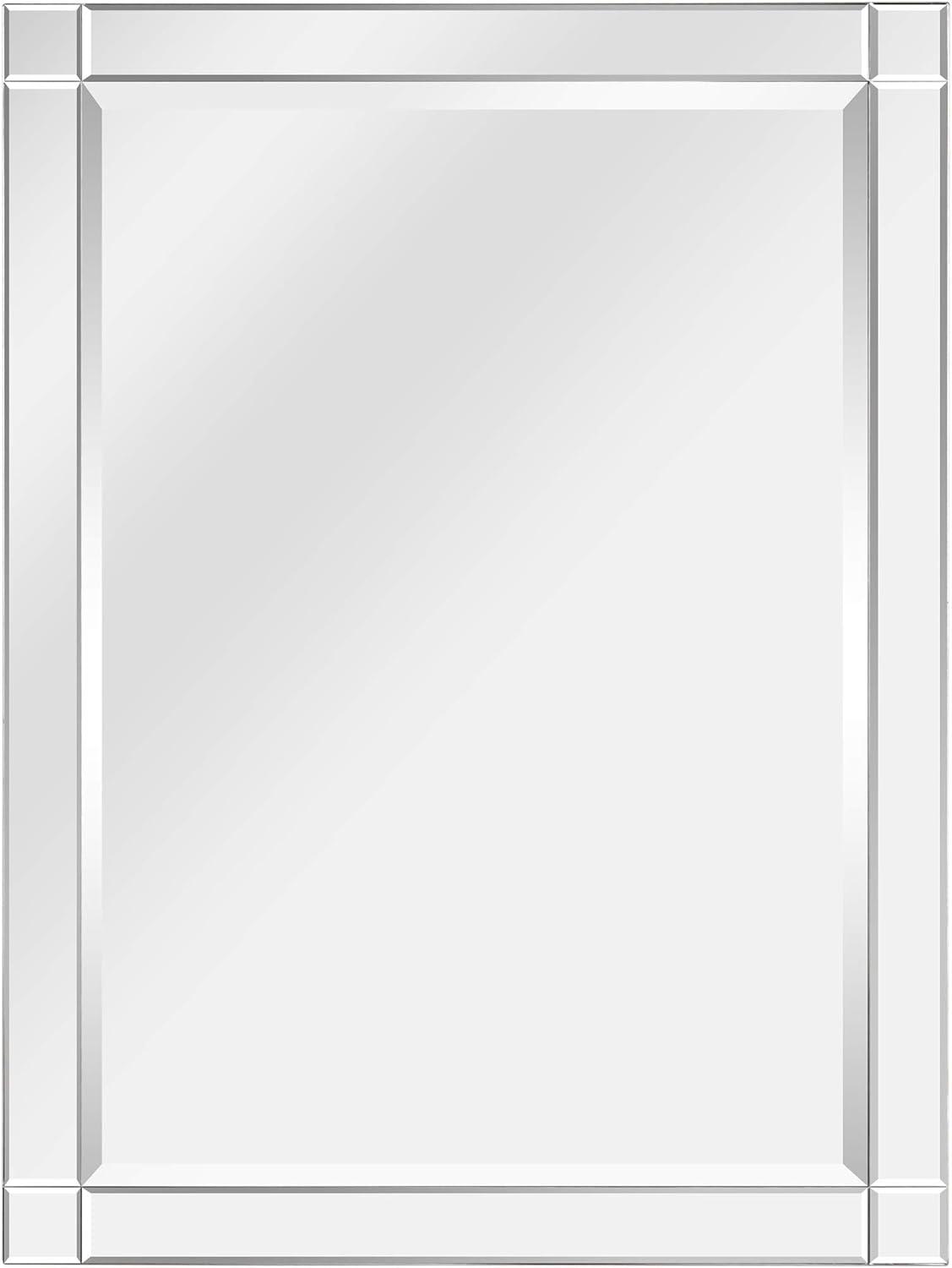 Empire Art Direct Moderno Squared Corner Beveled Rectangle Wall Mirror, Solid Wood Frame, 1"-Beveled Center Mirror, Ready to Hang - Clear 30 in. x 40