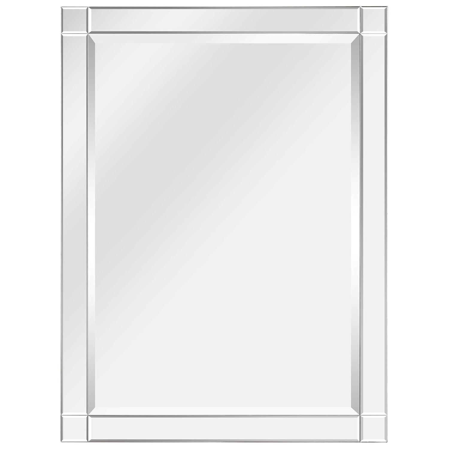 Empire Art Direct Moderno Squared Corner Beveled Rectangle Wall Mirror, Solid Wood Frame, 1"-Beveled Center Mirror, Ready to Hang - Clear 30 in. x 40