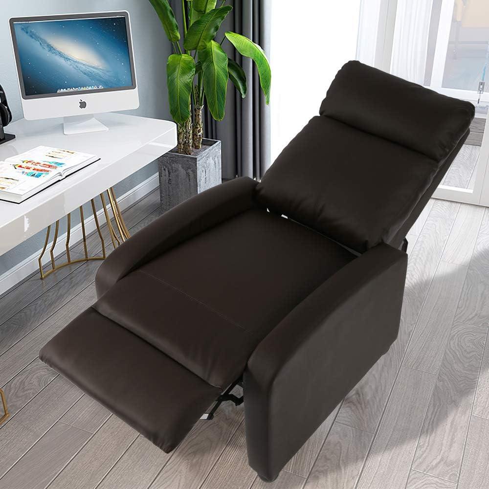 FDW Recliner Chair for Living Room Massage Recliner Sofa Reading Chair Winback Single Sofa Home Theater Seating Modern Reclining Chair, Brown