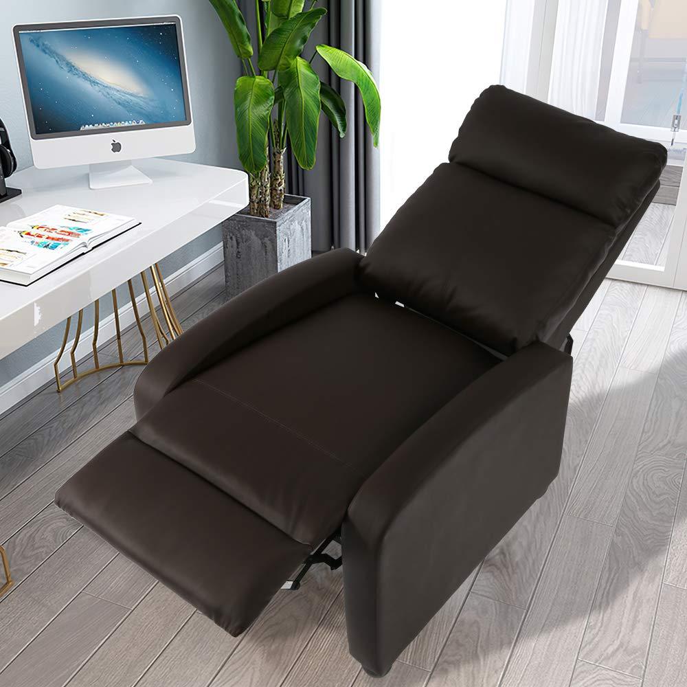 FDW Recliner Chair for Living Room Massage Recliner Sofa Reading Chair Winback Single Sofa Home Theater Seating Modern Reclining Chair, Brown