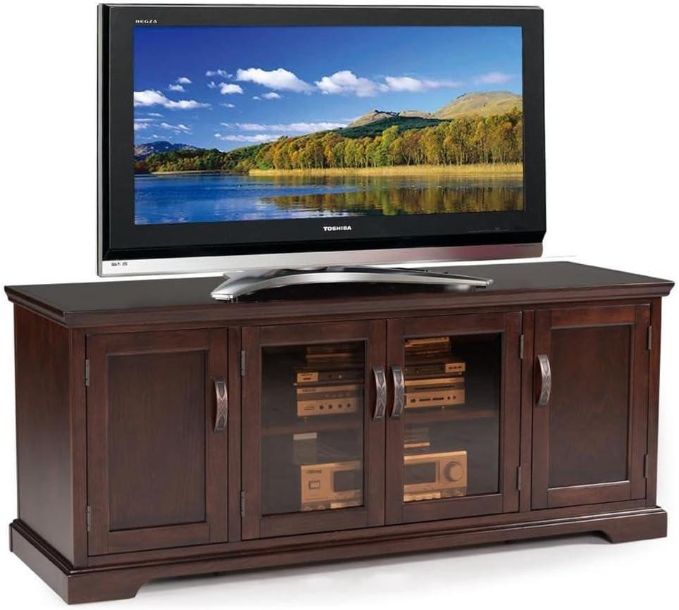 Leick Home 81360 Three Door TV Stand with Bronze Glass for 60" TV's, Chocolate Cherry