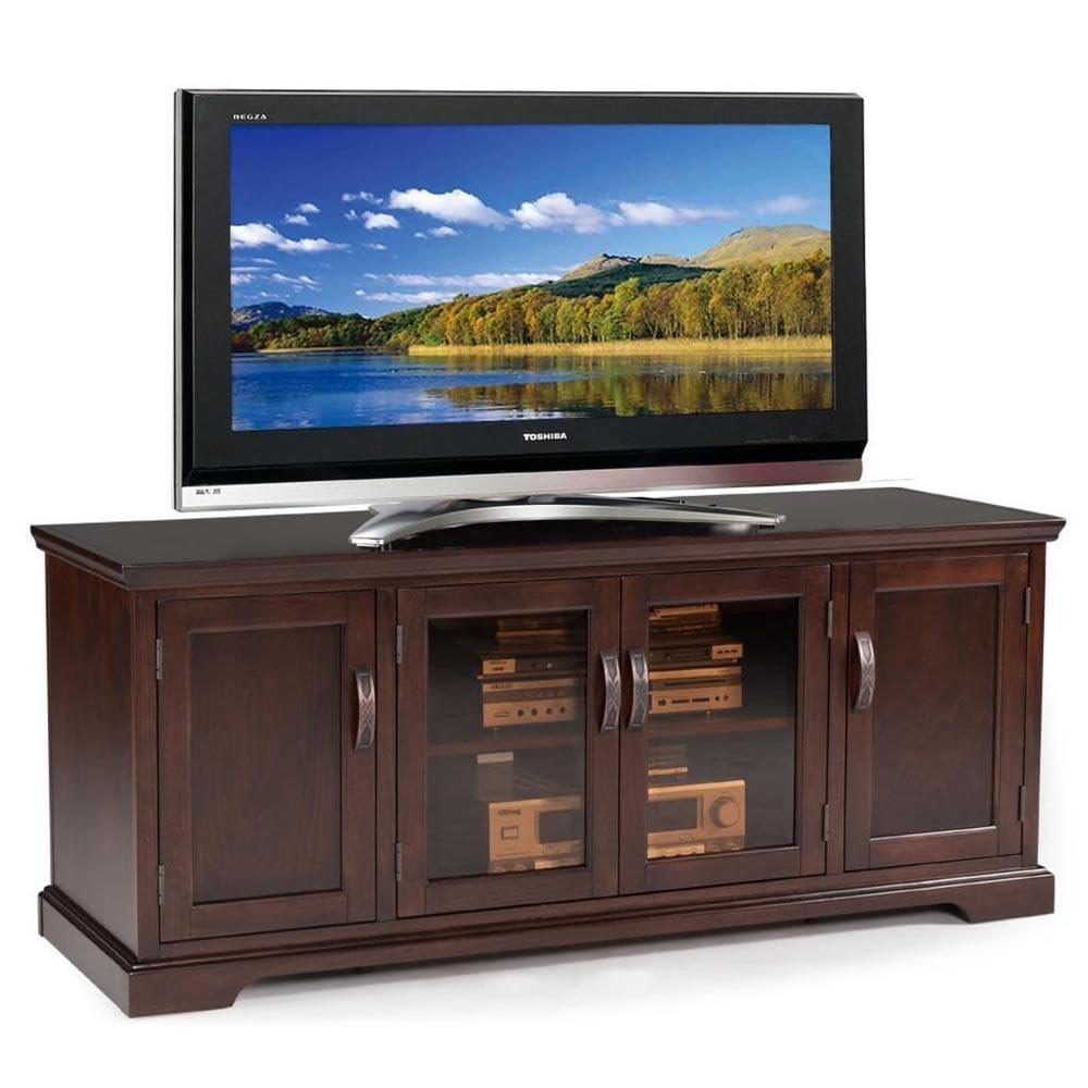 Leick Home 81360 Three Door TV Stand with Bronze Glass for 60" TV's, Chocolate Cherry