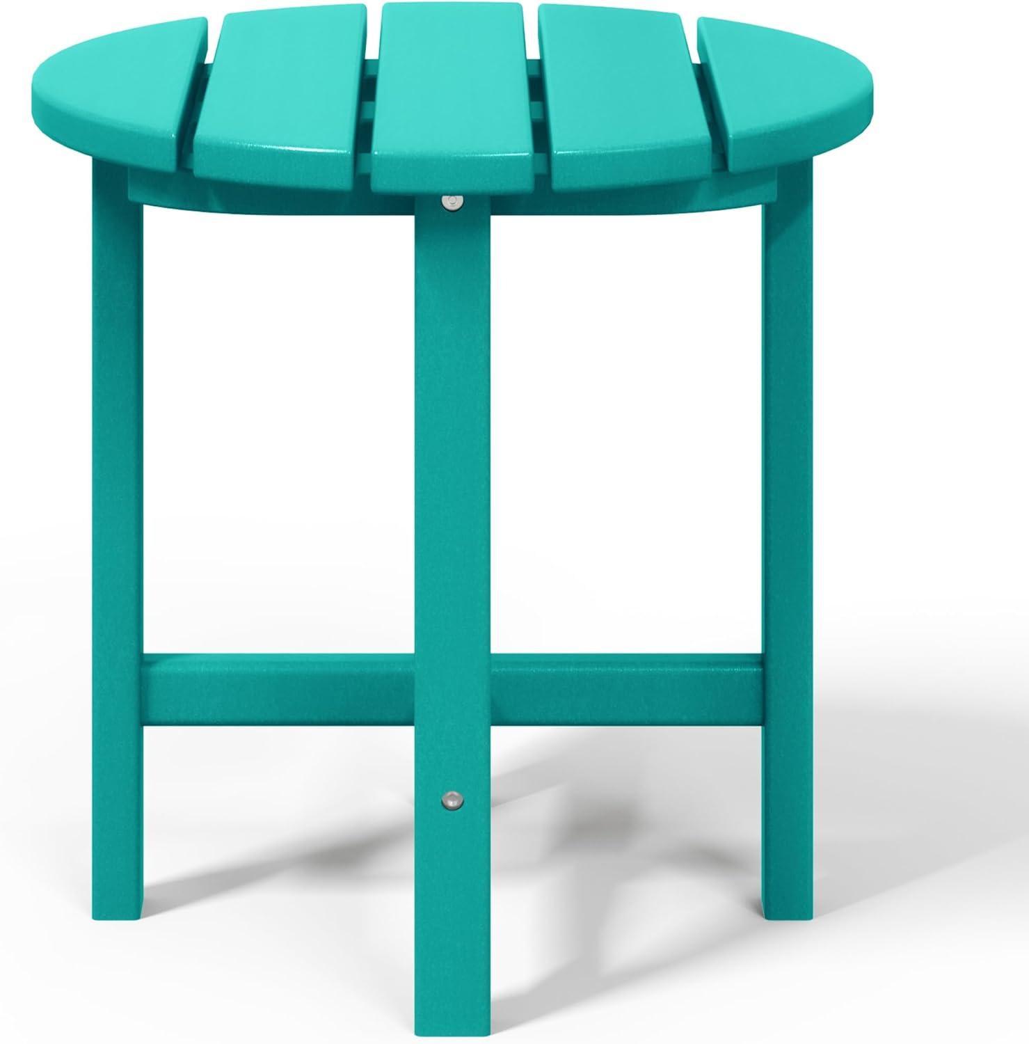 WestinTrends All-Weather Outdoor Patio Round Poly Adirondack Side Table, Turquoise