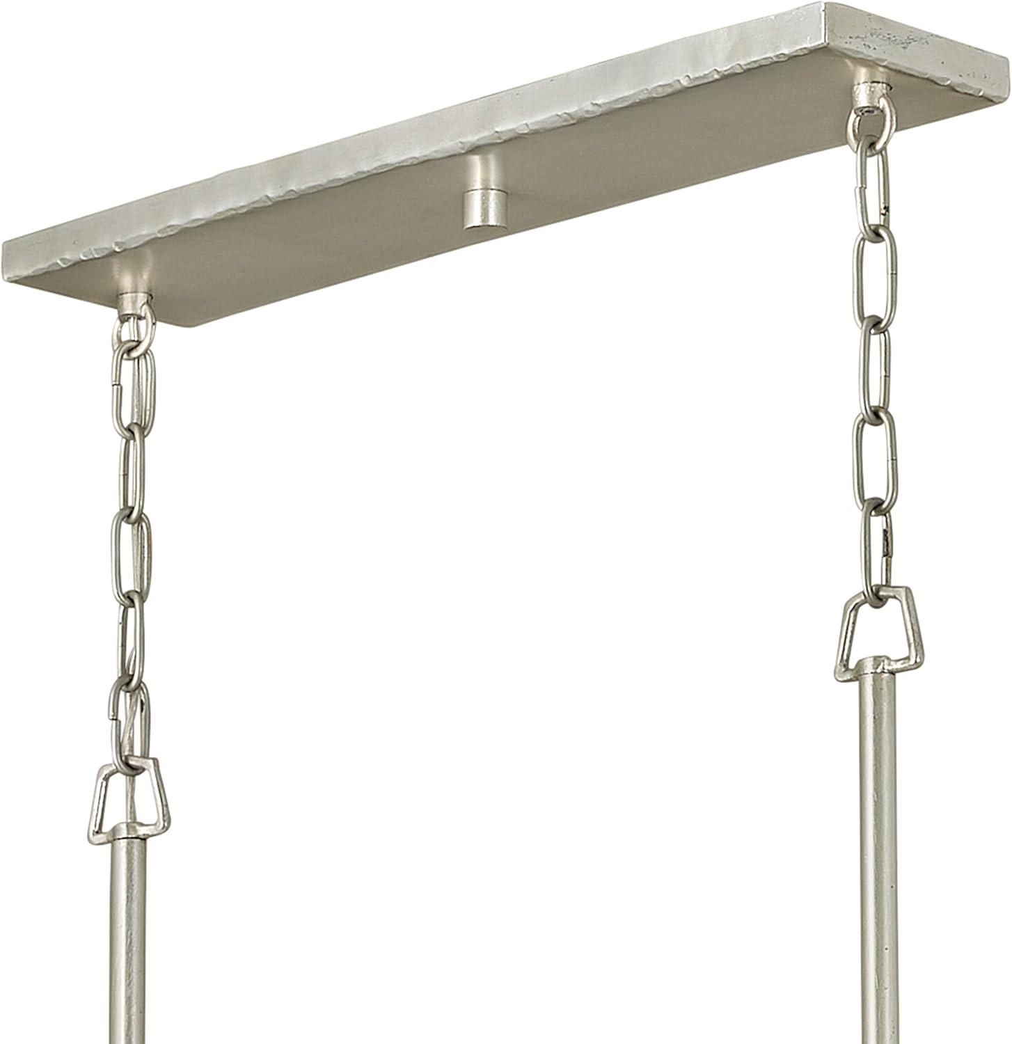 Farrah 10-Light White Linen Linen Chandelier w/ Hammered Crosshatch Bars