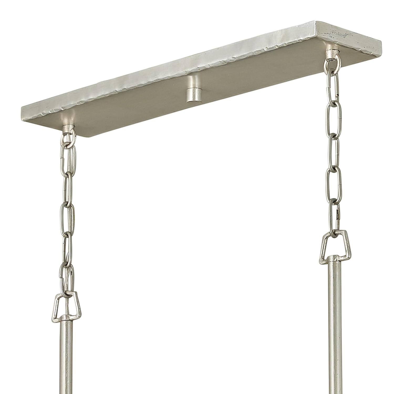 Farrah 10-Light White Linen Linen Chandelier w/ Hammered Crosshatch Bars