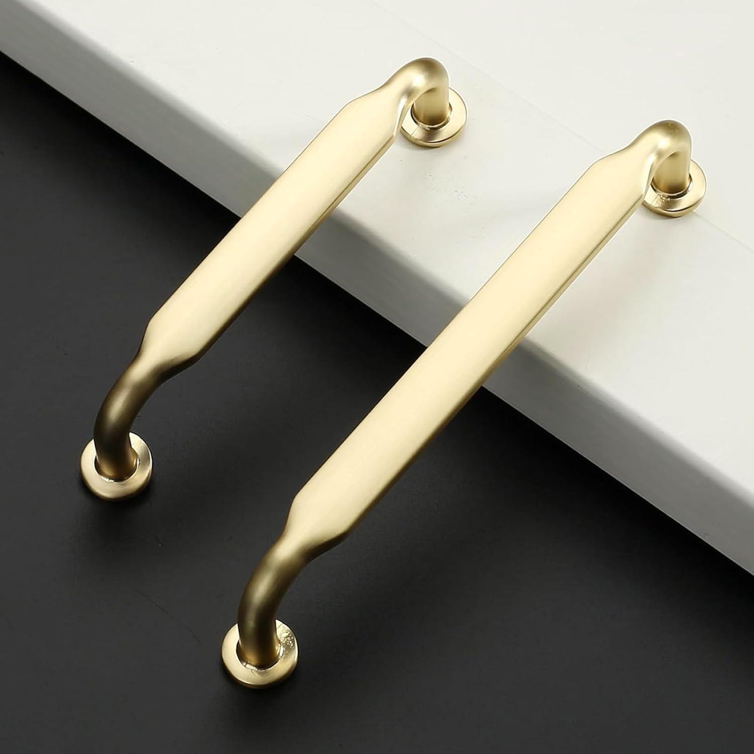 5-Inch Brushed Brass Modern Cabinet Pulls with Mounting Hardware