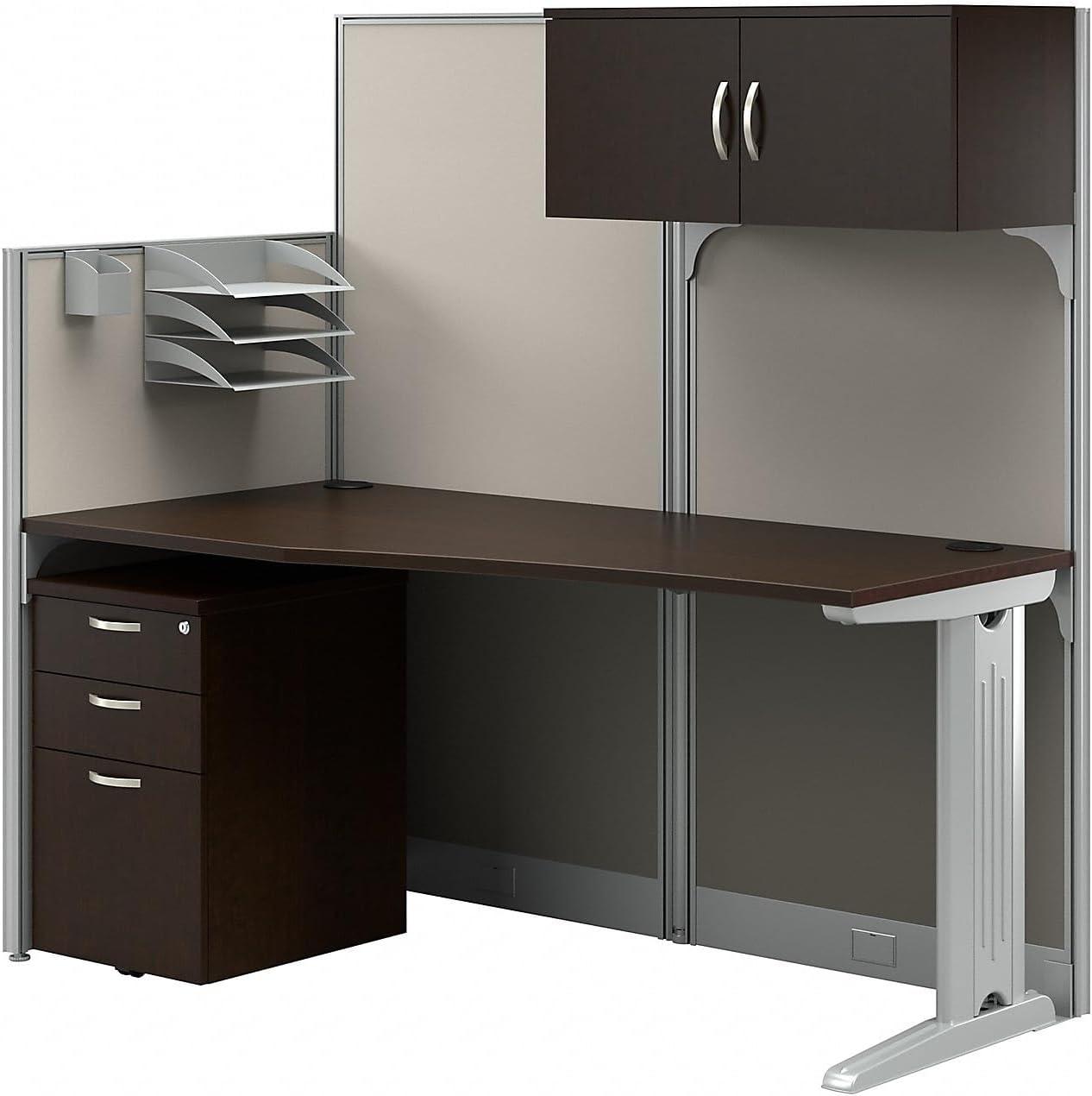Bush Business Furniture Office In An Hour Rectangle 1 Person Cubicle with Cable Management