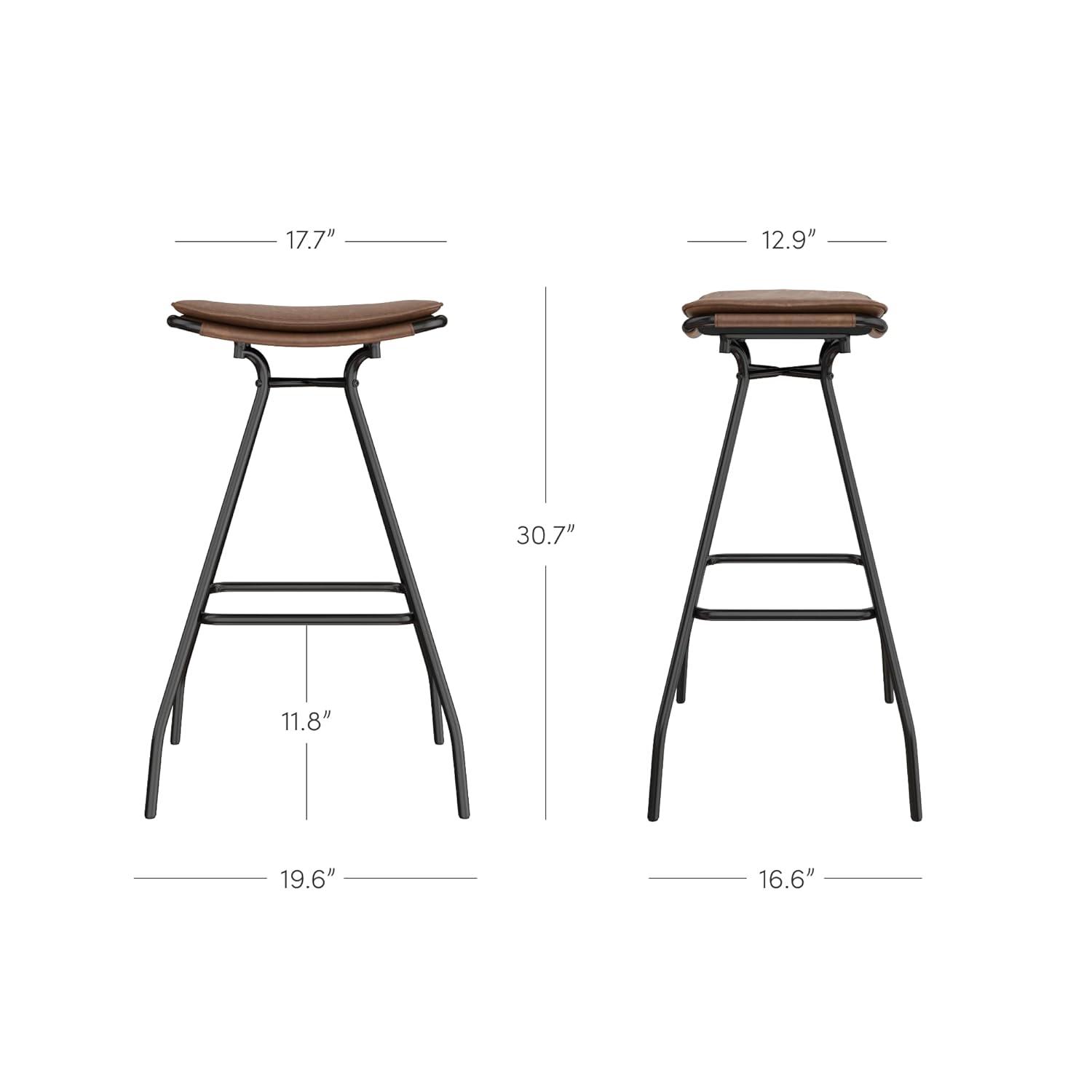 Dominique Upholstered Counter Height Barstool Distressed Dark Brown/Matte Black - Nathan James