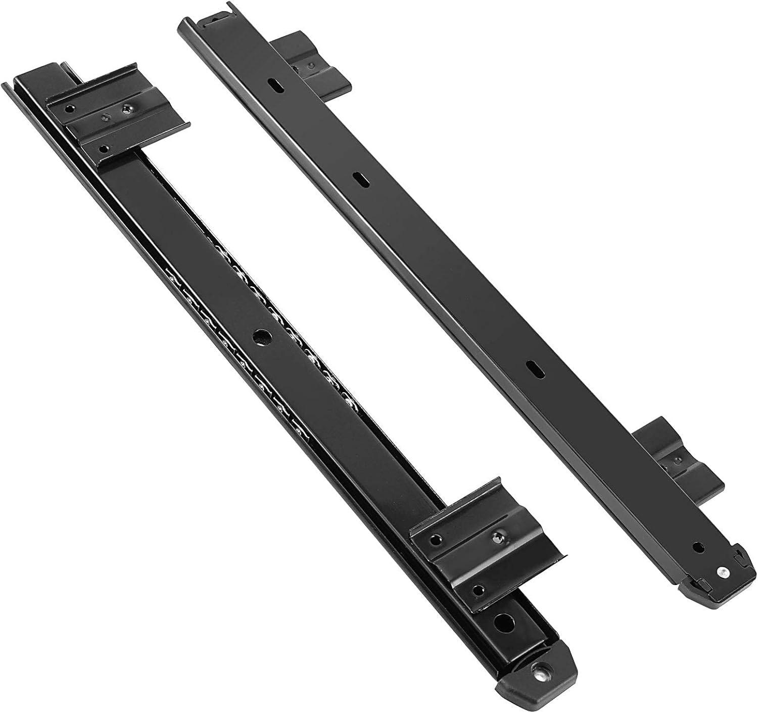 ZOENHOU 3 Pairs 14 Inch Black Keyboard Tray Slides, 22 LB Heavy Duty Ball Bearing Slides Hardware, Computer Tray Keyboard Slider Under Desk Rails Rack with 24 Adjustable Height Bracket and 48 Screws