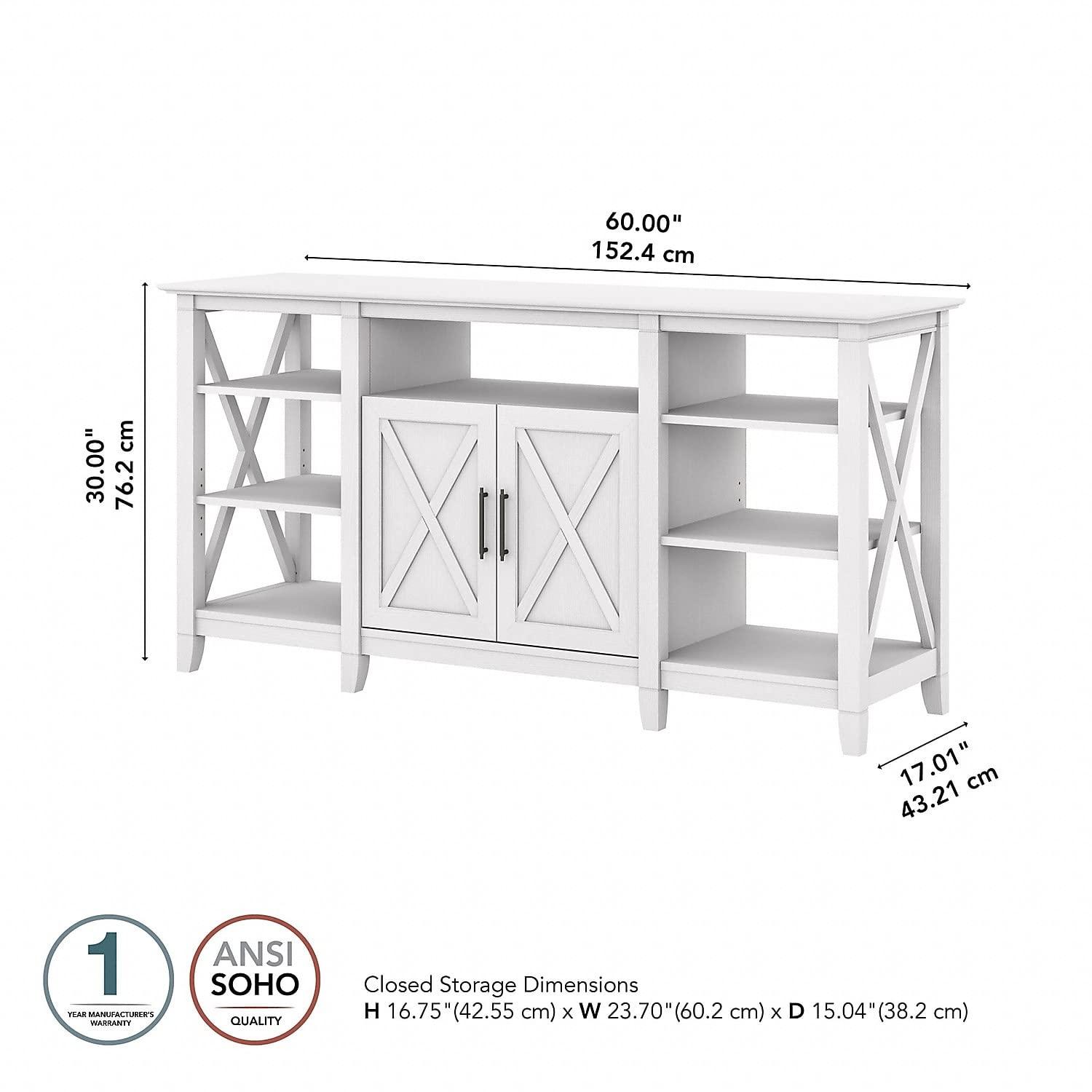 Key West Tall TV Stand for 65 Inch TV in Pure White Oak - Engineered Wood