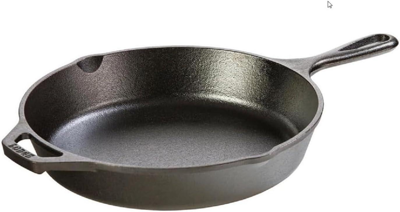 Lodge 10.25" Cast Iron Skillet: Preseasoned, Tarnish & Heat-Resistant, Gas & Electric Compatible, 6" Handle