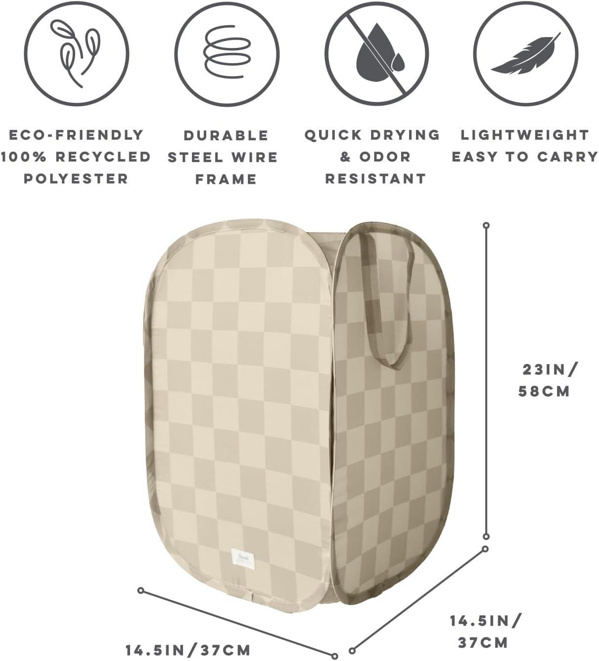 3 Sprouts Baby & Kids Recycled Fabric Pop-up Laundry Hamper - Gingham Beige