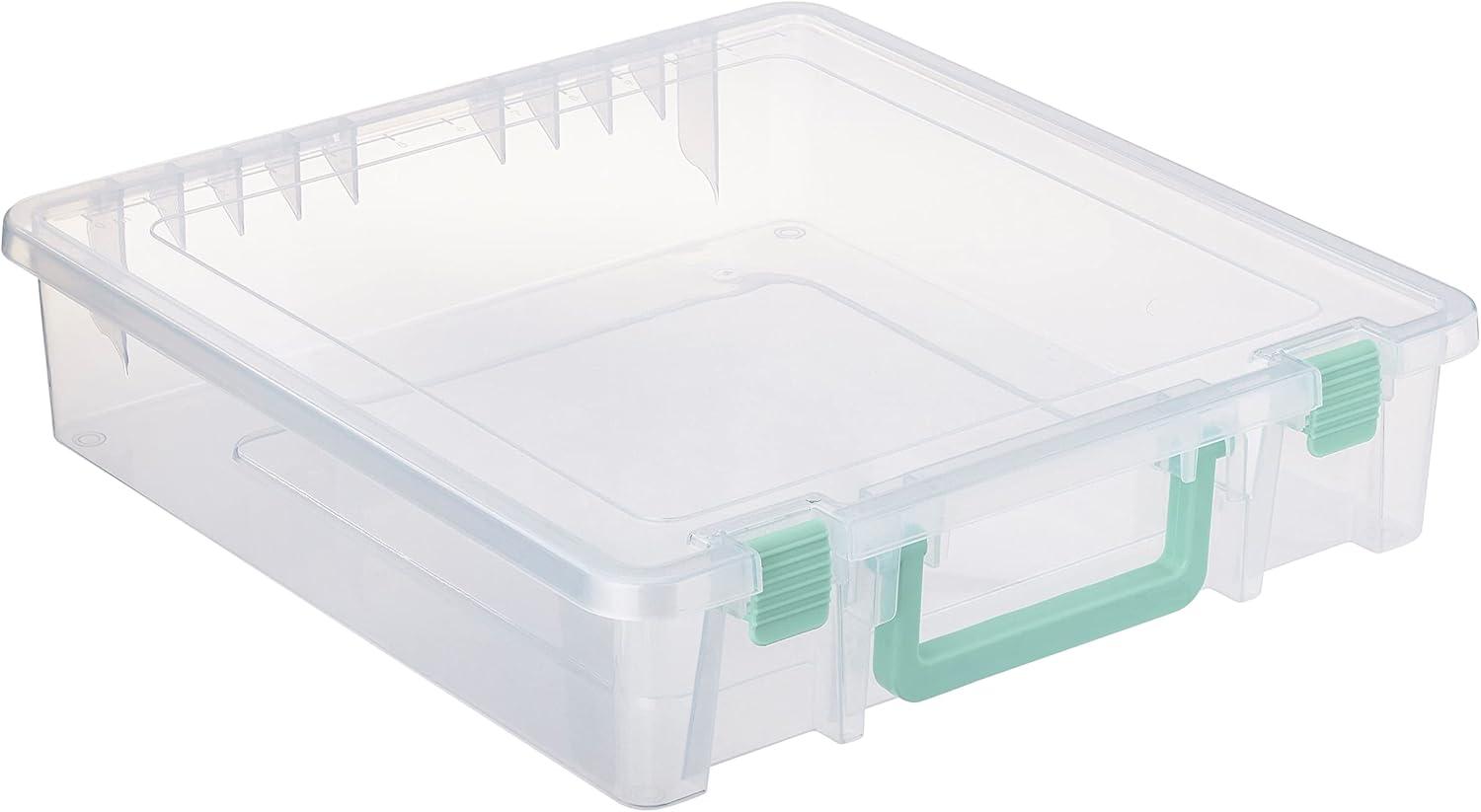 Clear Stackable Plastic Lidded Storage Boxes with Handles, 6-Pack