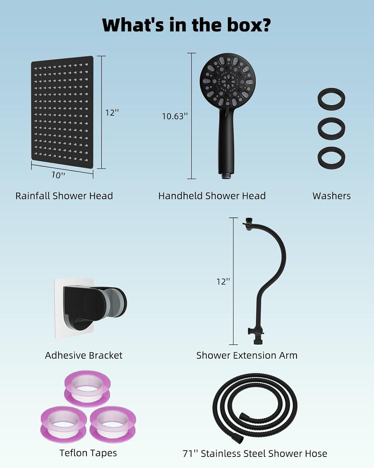 Hibbent Dual Shower Head Combo with Metal 8 Inch High Pressure Rainfall Shower Head  and Handheld Shower SCW01-HS070-SS080-CP