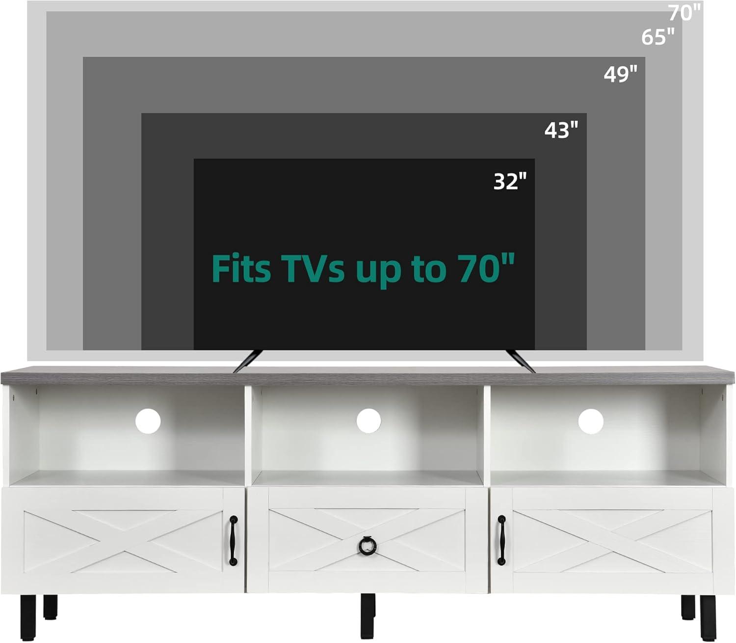 TV Stand for Up to 70 inch Farmhouse Entertainment Center with Storage Cabinet