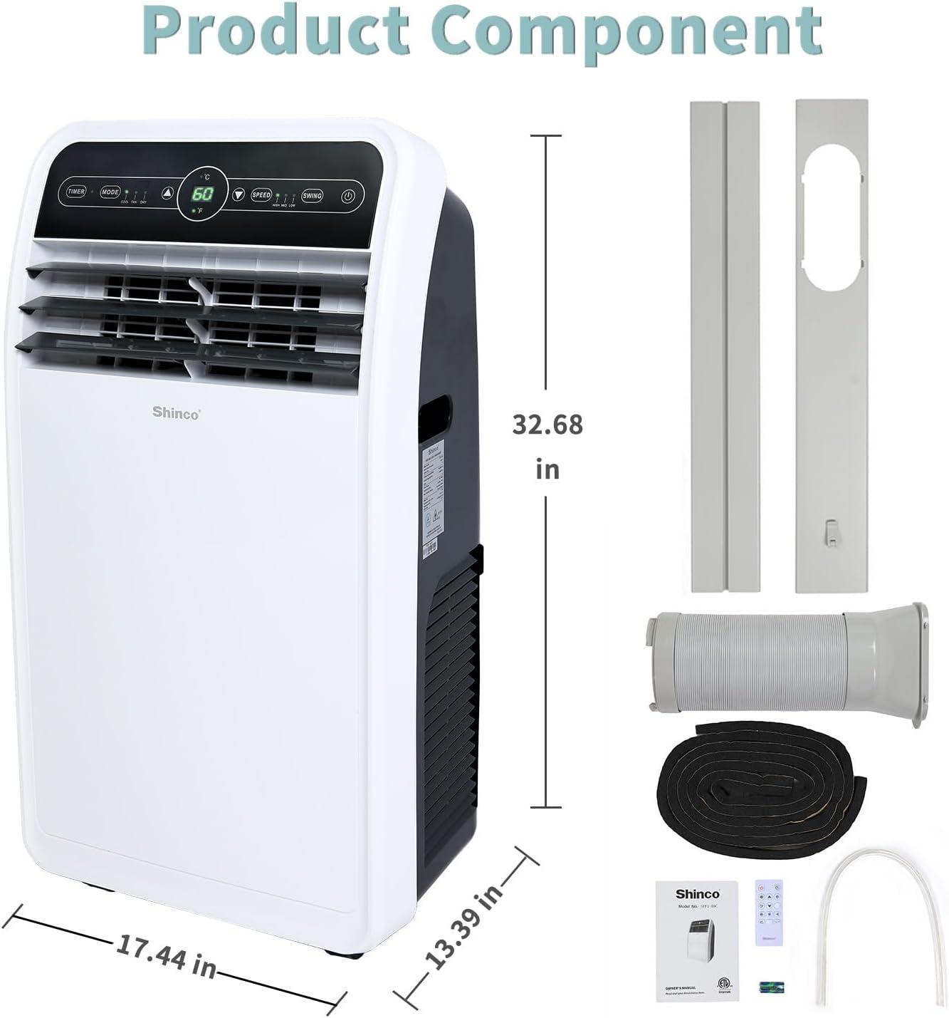 Shinco 12,000 BTU White Portable Air Conditioner with Remote