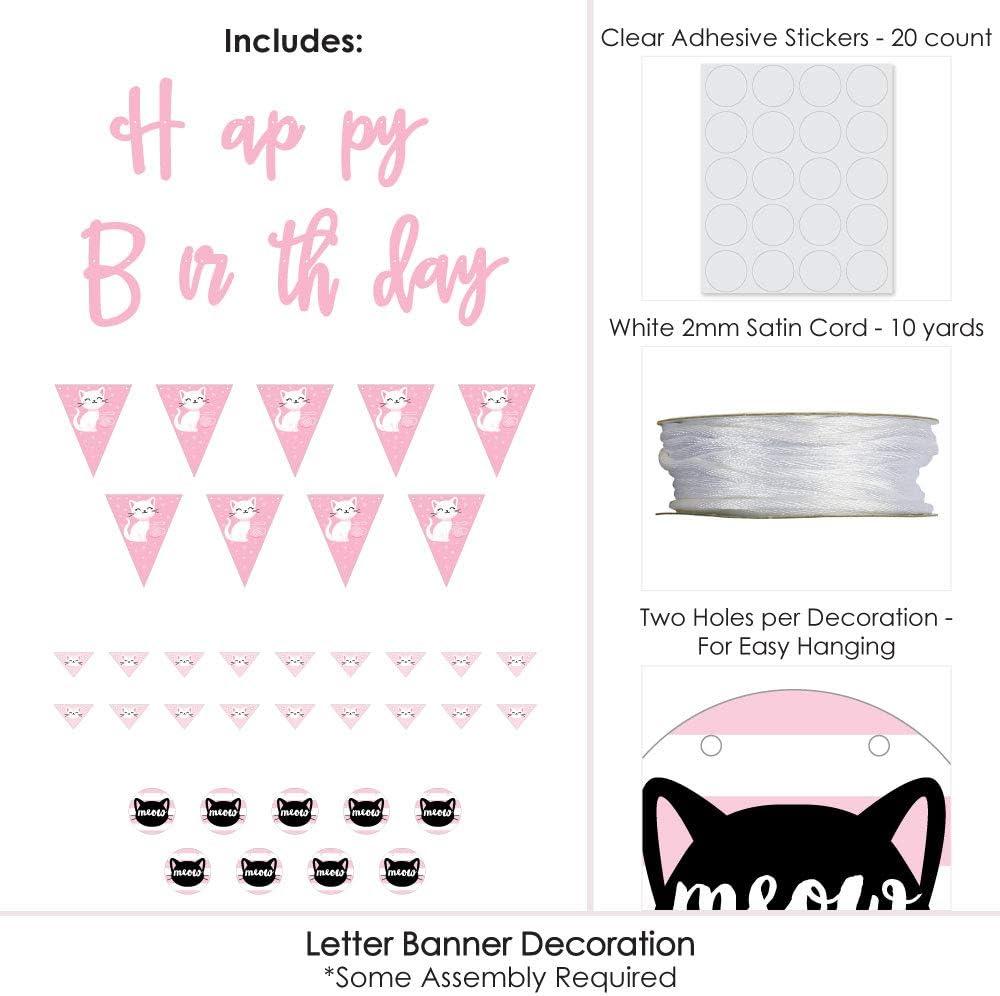 Big Dot of Happiness Purr-fect Kitty Cat - Kitten Meow Birthday Party Letter Banner Decoration - 36 Banner Cutouts and Happy Birthday Banner Letters