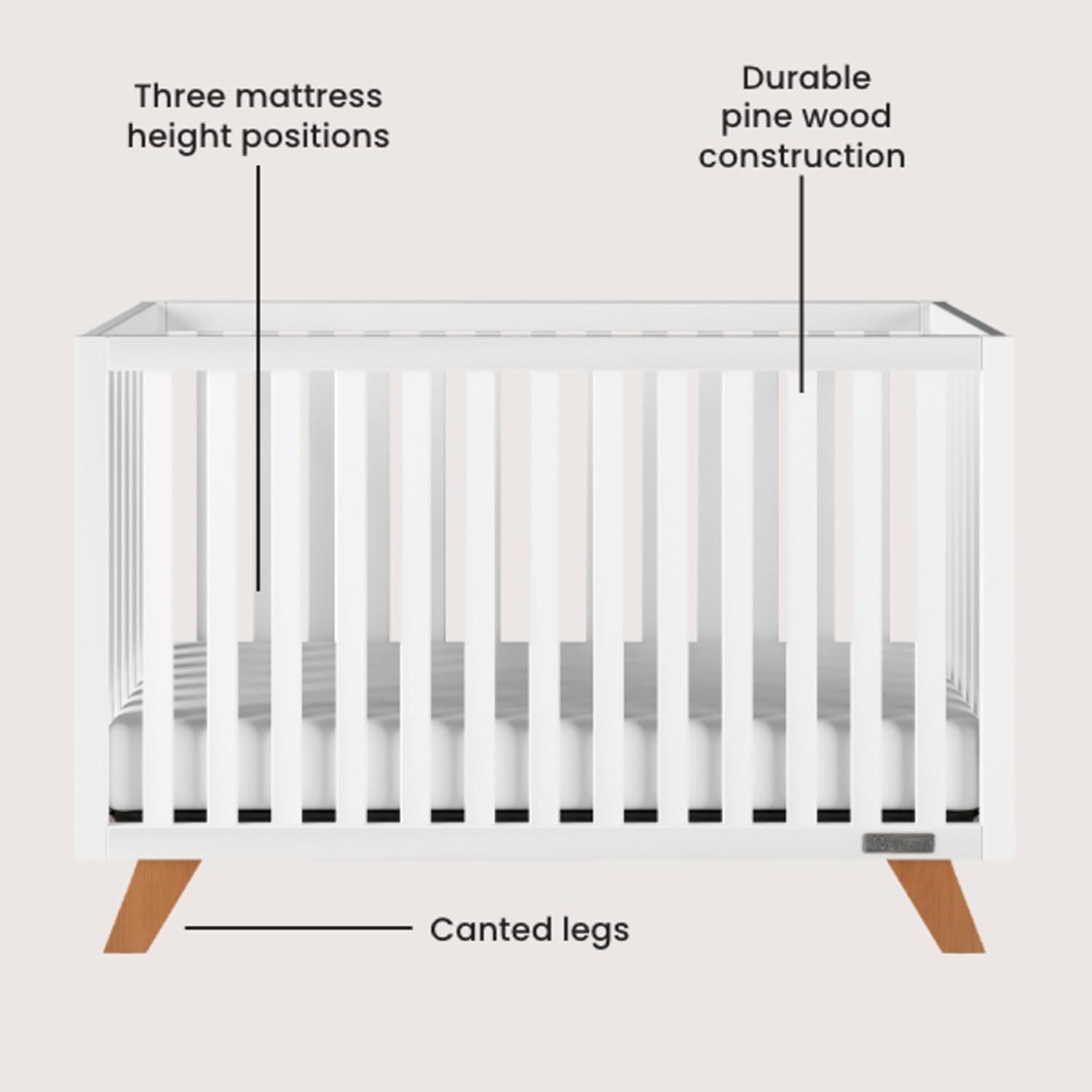 Child Craft SOHO 2 Piece Nursery Furniture Set, 4-in-1 Convertible Crib and Dresser (White/Natural)