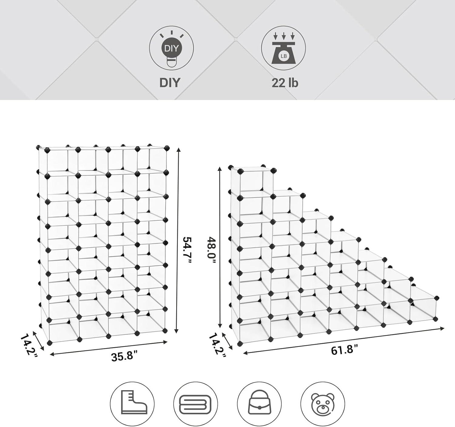 Transparent Modular Plastic and Metal Shoe Organizer