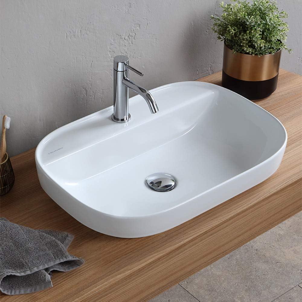 Scarabeo 22'' White Ceramic Oval Drop-In Bathroom Sink