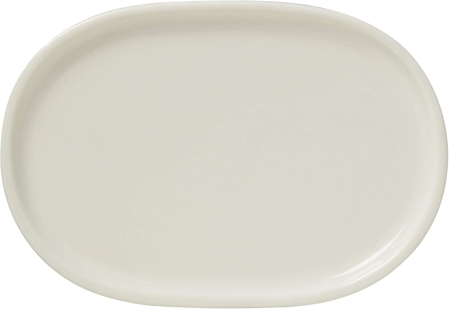 Ari Glossy White Ceramic Soap Dish with Nickel Accents