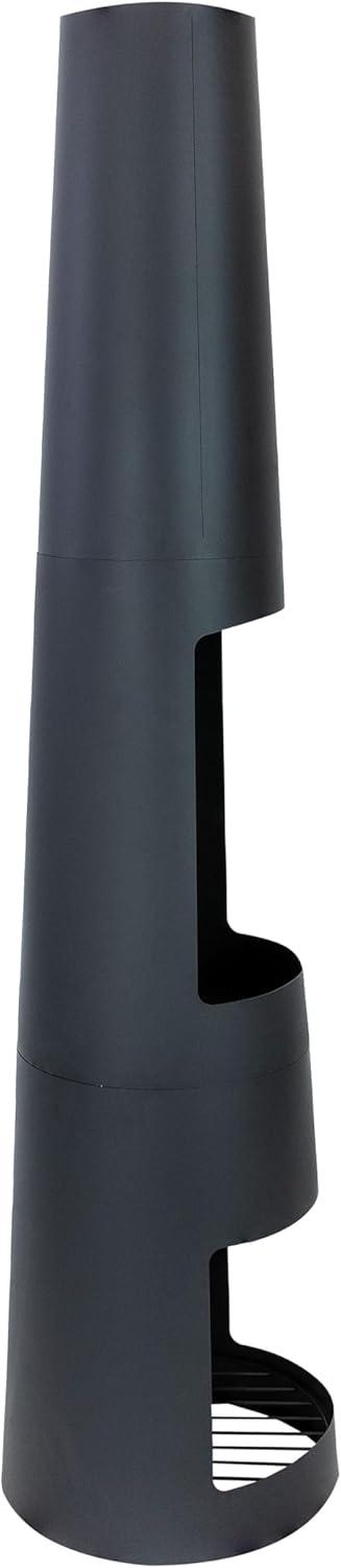 Sunnydaze Steel Chiminea with Built-In Log Holder - Black - 59" H