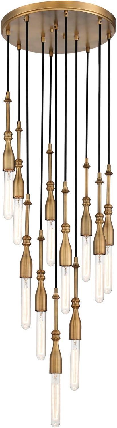 Louise Old Satin Brass 11-Light Ornamental Chandelier