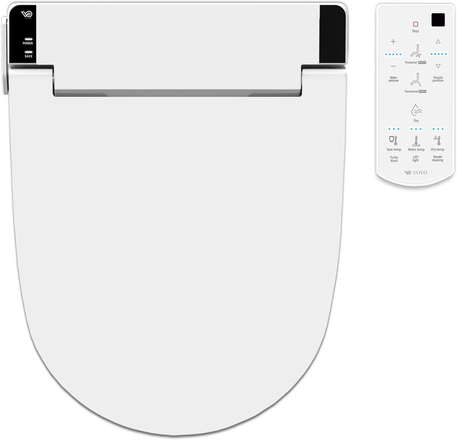VOVO STYLEMENT VB-6100SR Electronic Bidet, Round, UV LED Sterilization, Heated Seat, Warm Dry and Water, Self Cleaning Full Stainless Nozzle, Made in Korea - White