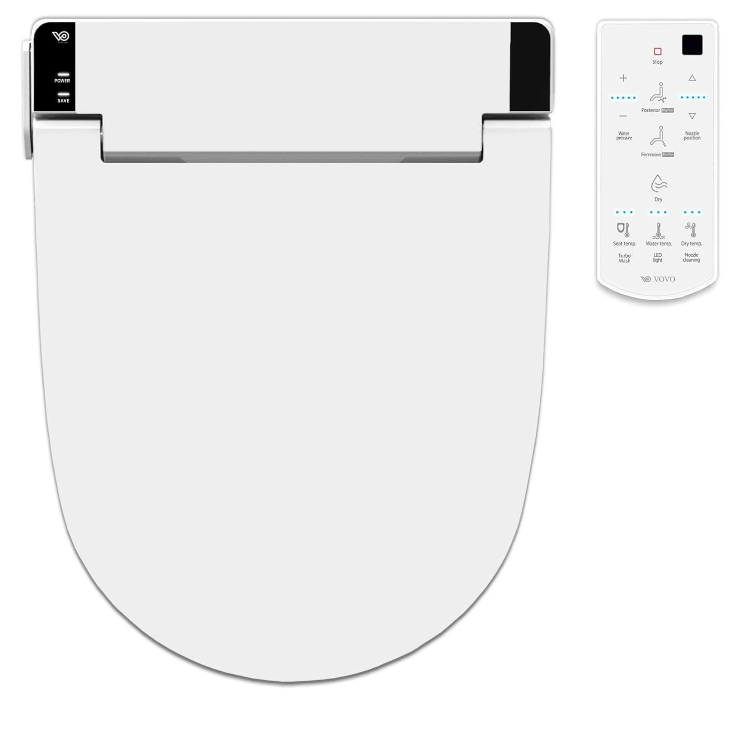 VOVO STYLEMENT VB-6100SR Electronic Bidet, Round, UV LED Sterilization, Heated Seat, Warm Dry and Water, Self Cleaning Full Stainless Nozzle, Made in Korea - White