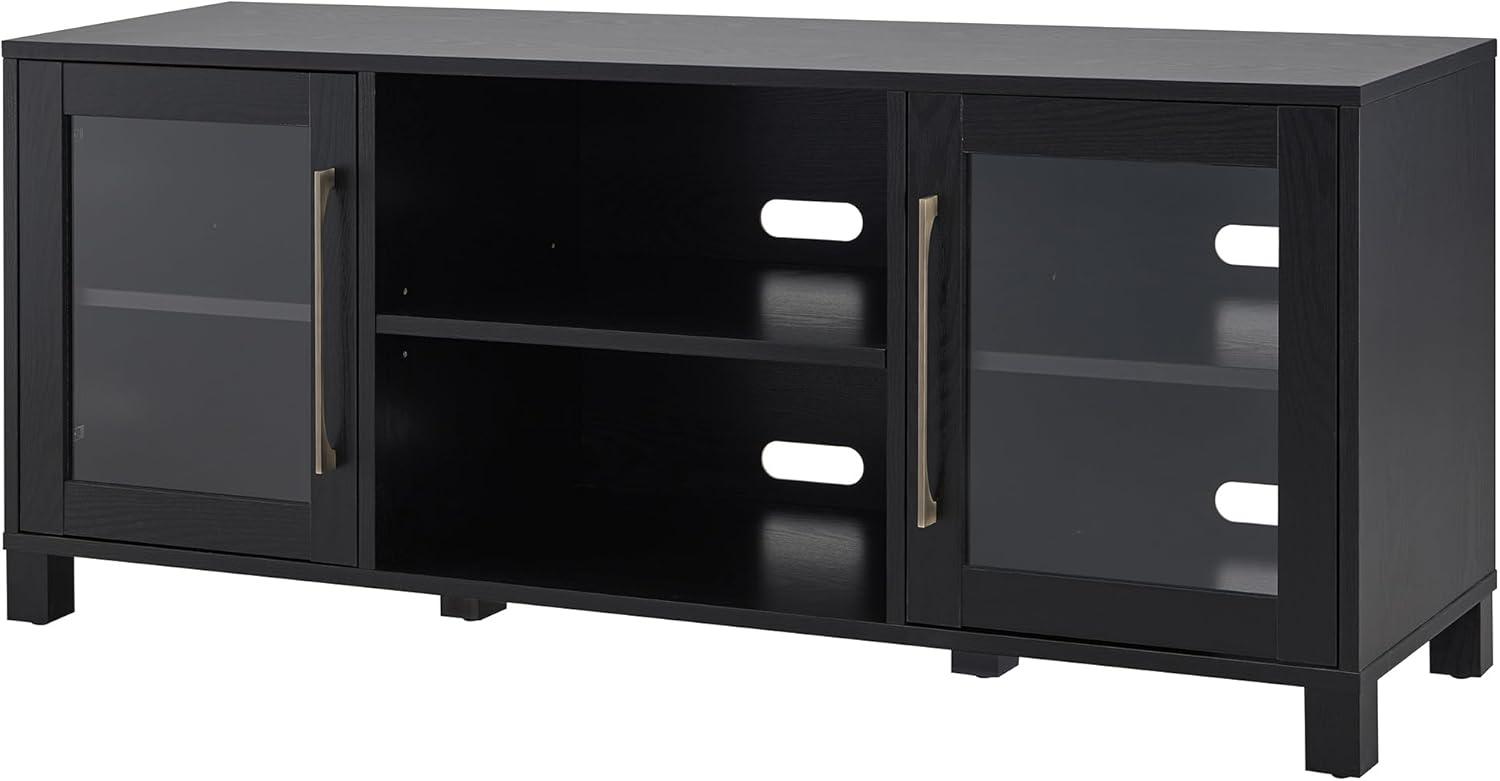 Evelyn&Zoe Quincy Rectangular TV Stand for TV's up to 65", Black Grain