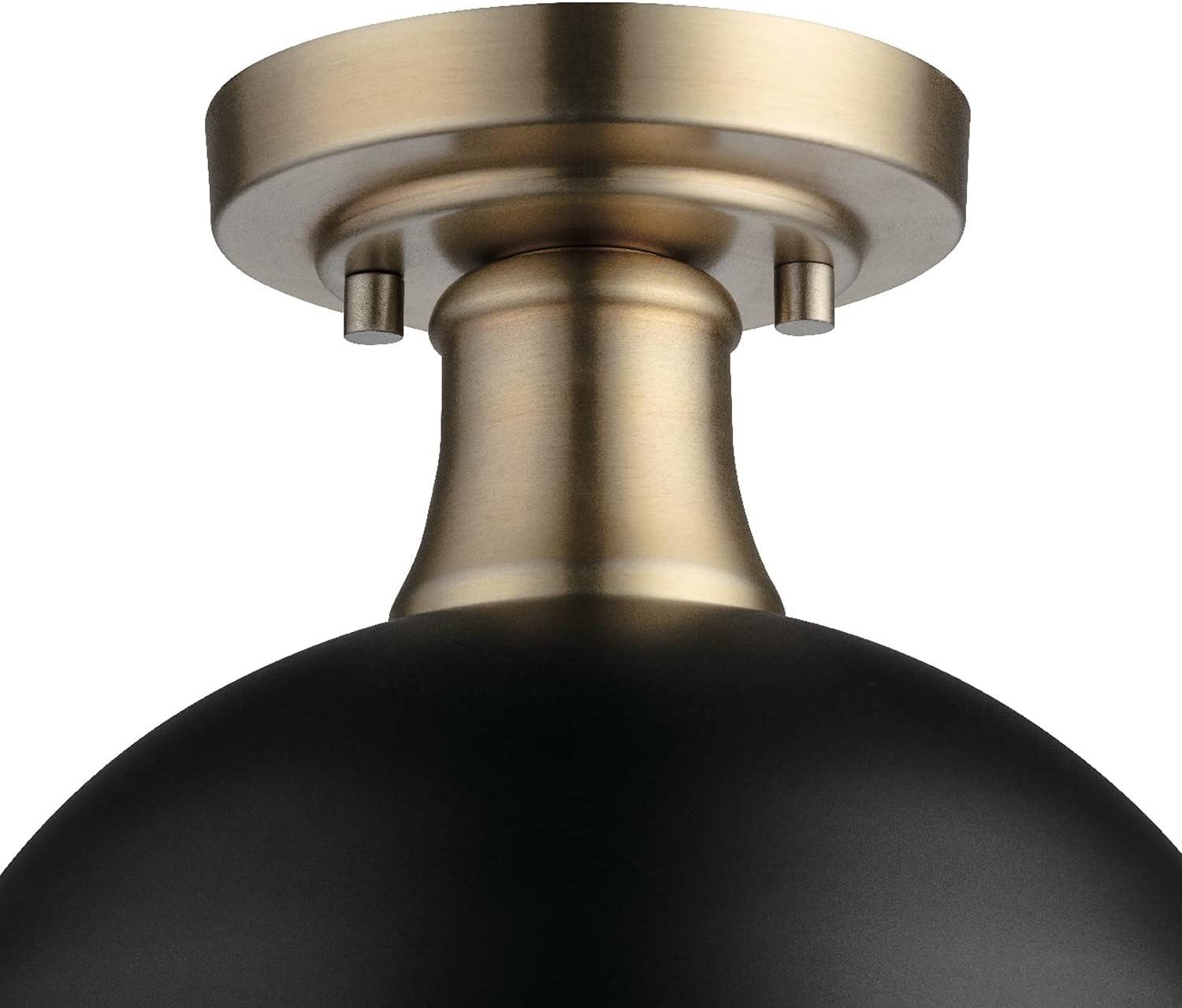 Beckett 10.35" Matte Black and Brass Farmhouse Bowl Ceiling Light