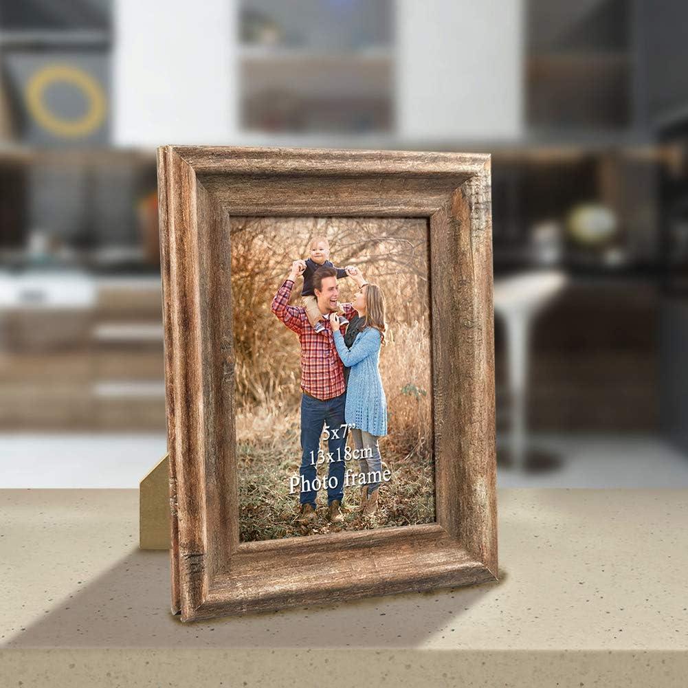 Afuly Rustic Picture Frames 5x7 Wooden Picture Frame Set of 2, Barnwood Distressed Western Vintage Photo Frames with Real Glass, Wall & Tabletop Display, Housewarming Wedding Gifts