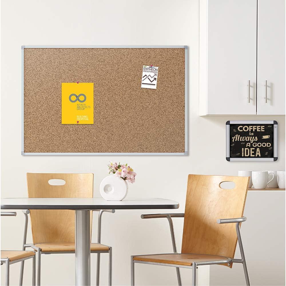 Cork Bulletin Board, 36 x 24, Silver Aluminum Frame