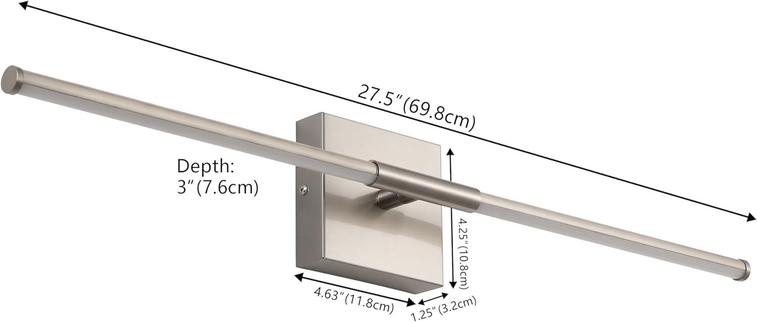 JONATHAN Y Makena 28" Modern Minimalist Dimmable Integrated LED Metal Wall Sconce, Nickel