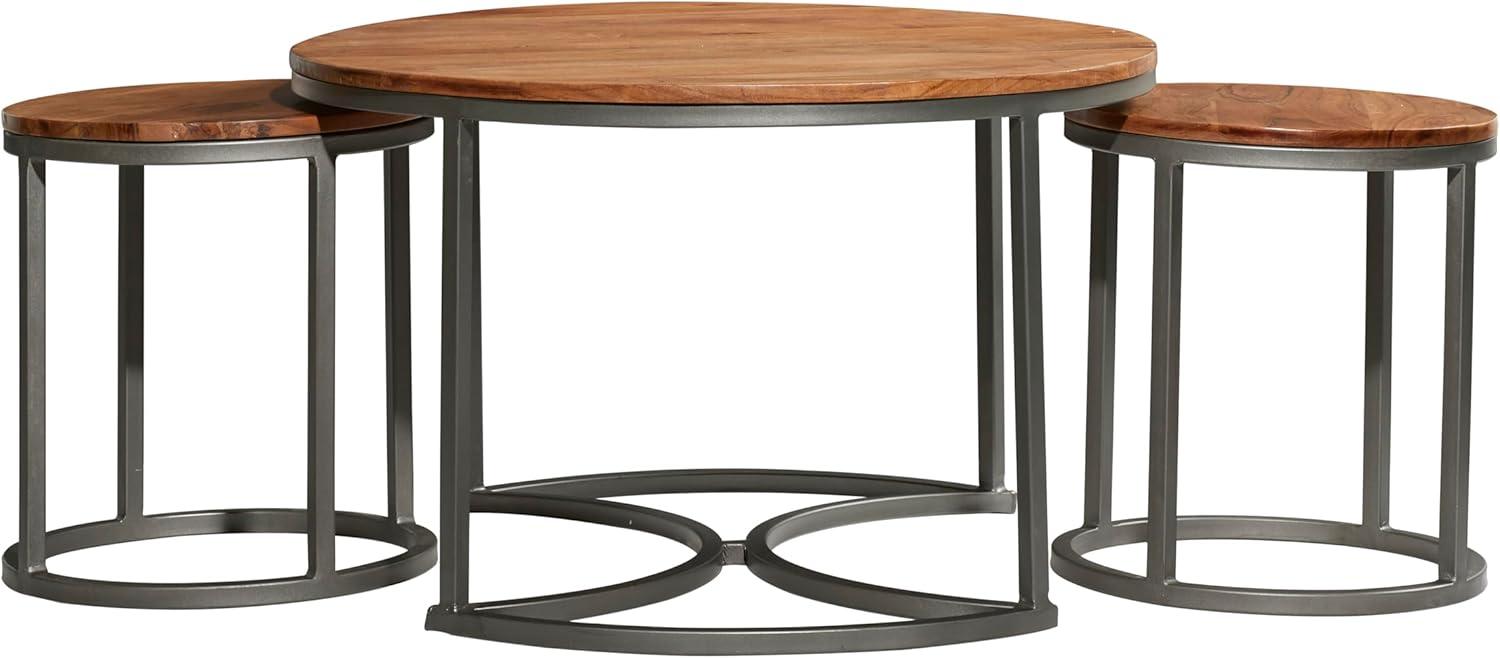 Set of 3 Contemporary Metal Coffee Tables Brown - Olivia & May