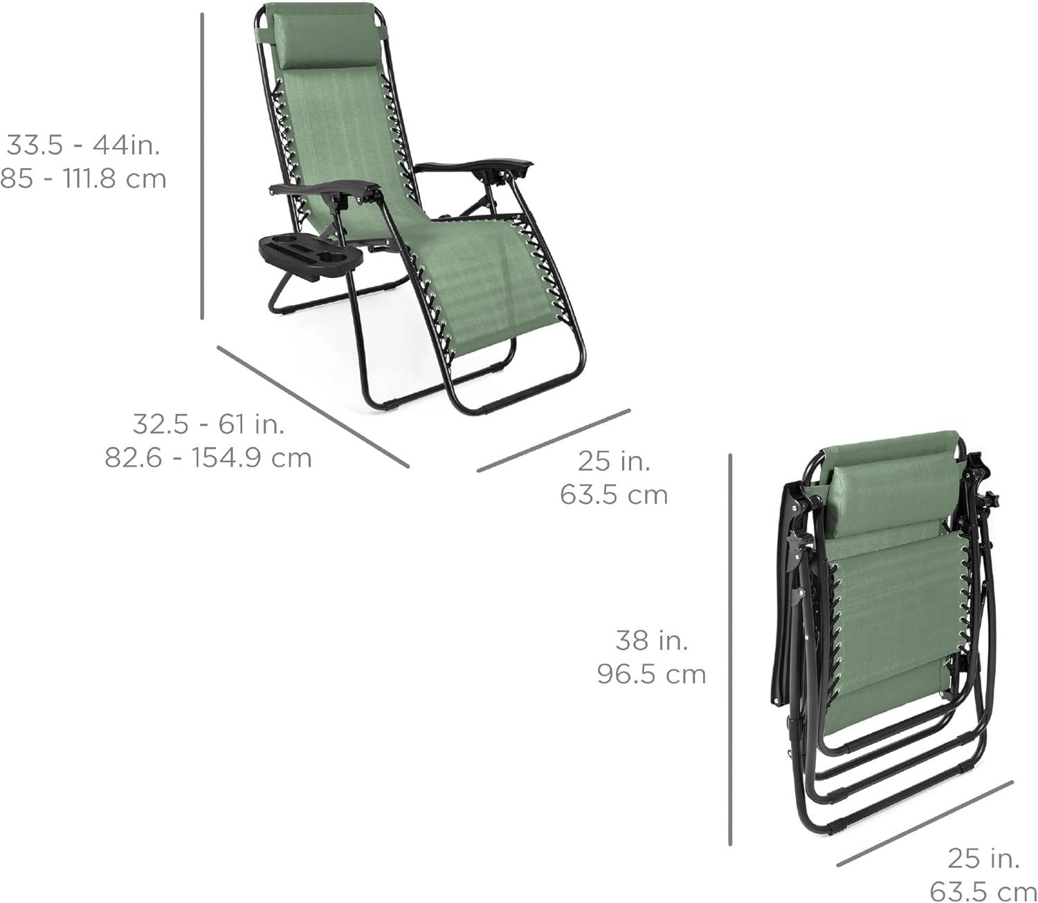 Set Of 2 Adjustable Zero Gravity Patio Chair Recliners W/ Cup Holders