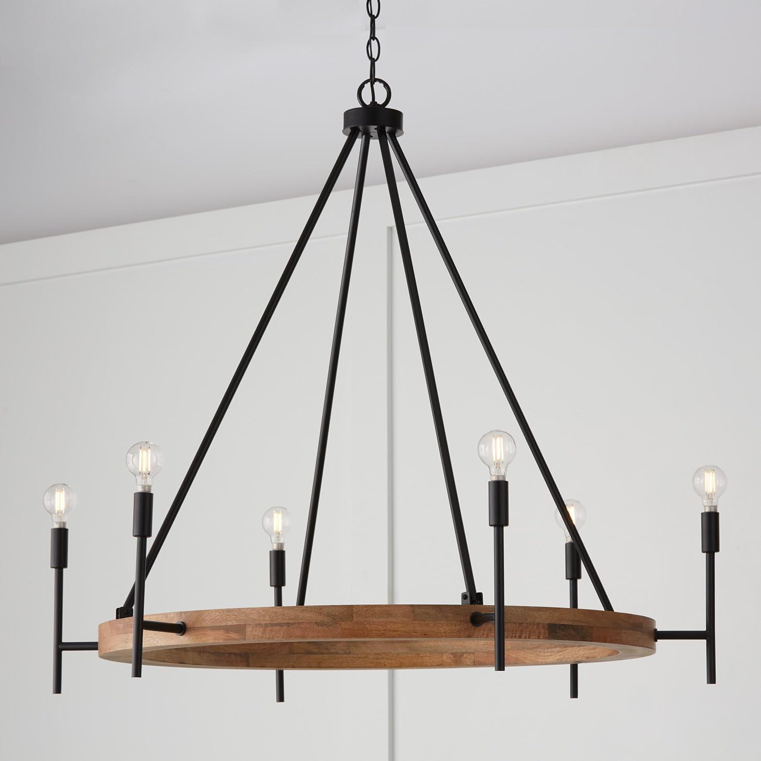 Capital Lighting Jonah 6 - Light Dimmable Wagon Wheel Chandelier