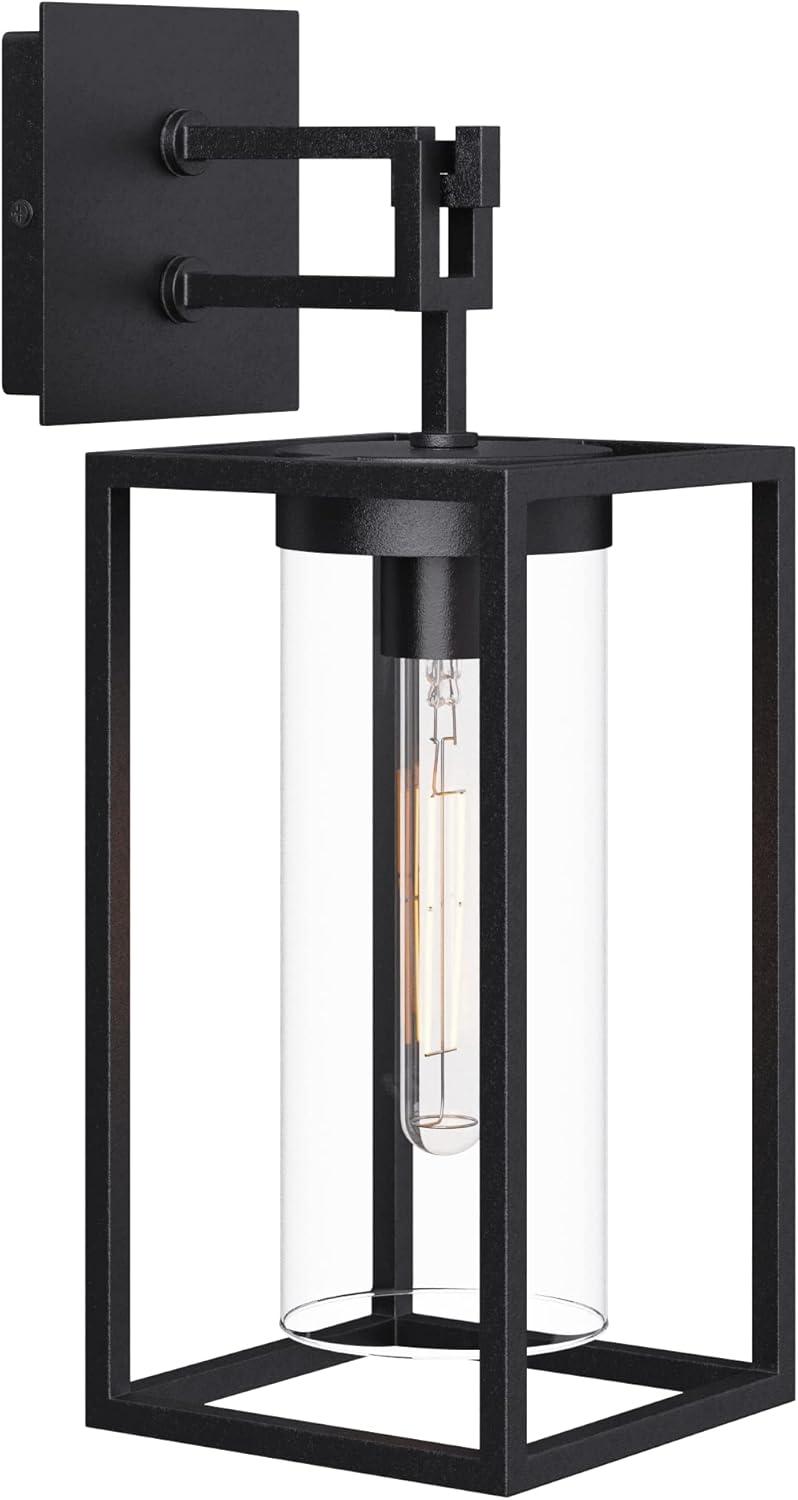 Sedona Classic Black Iron Outdoor Wall Sconce with Glass Shade