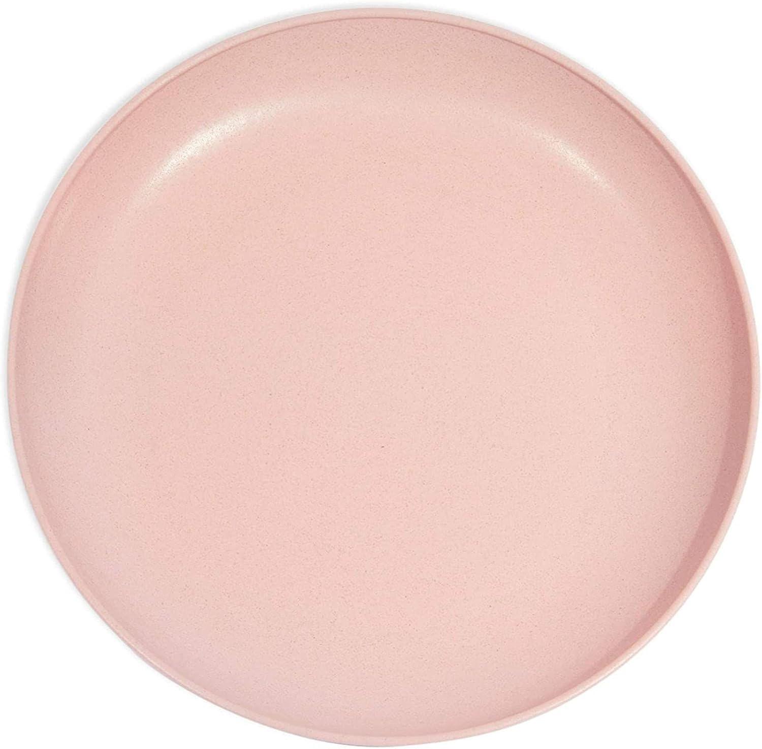 Okuna Outpost Set of 6 Pink Unbreakable Wheat Straw Cereal Dinner Plates Set for Kids, 8 In