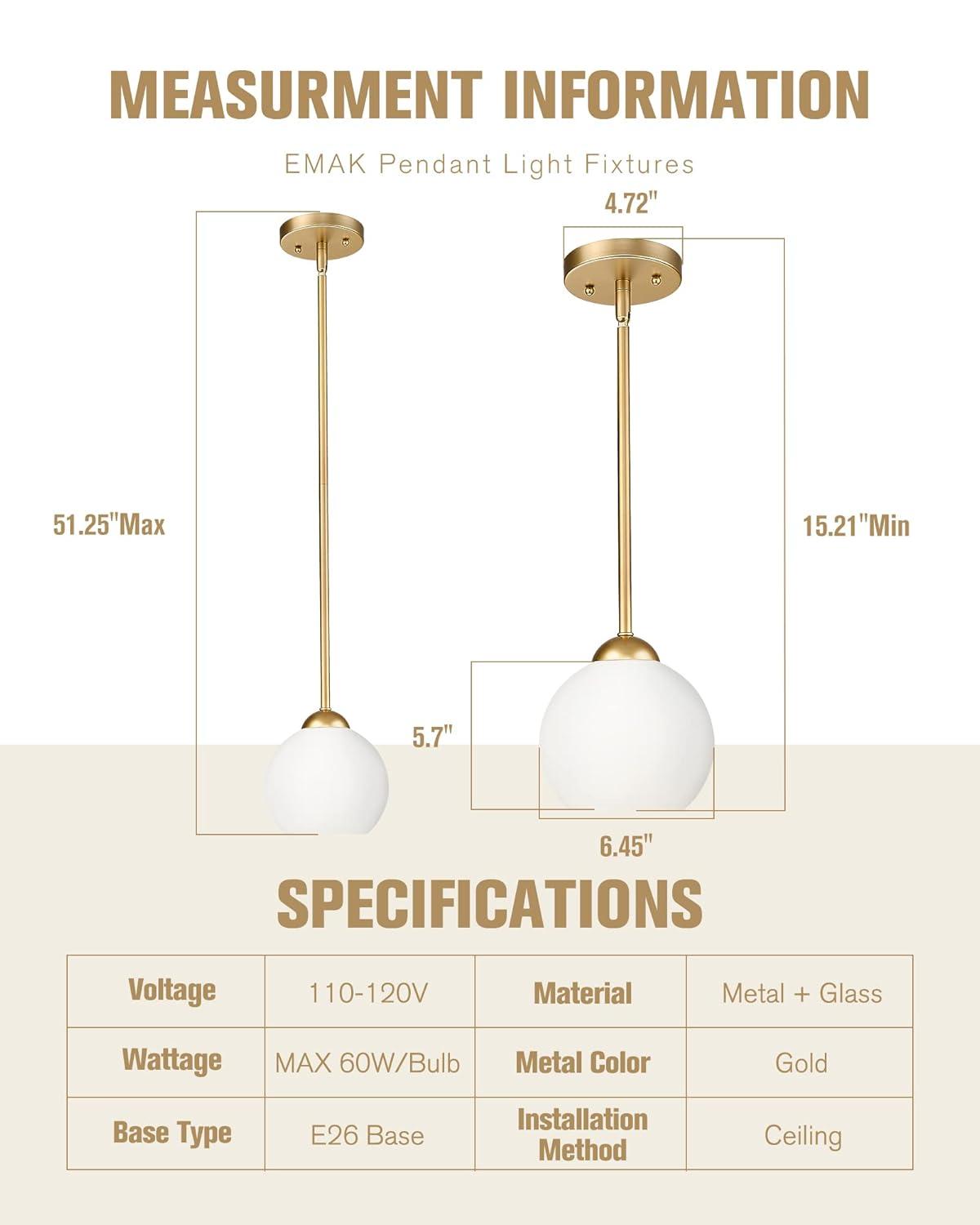 Bleecker 7.75" Metal/Glass Globe LED Pendant, White/Brass