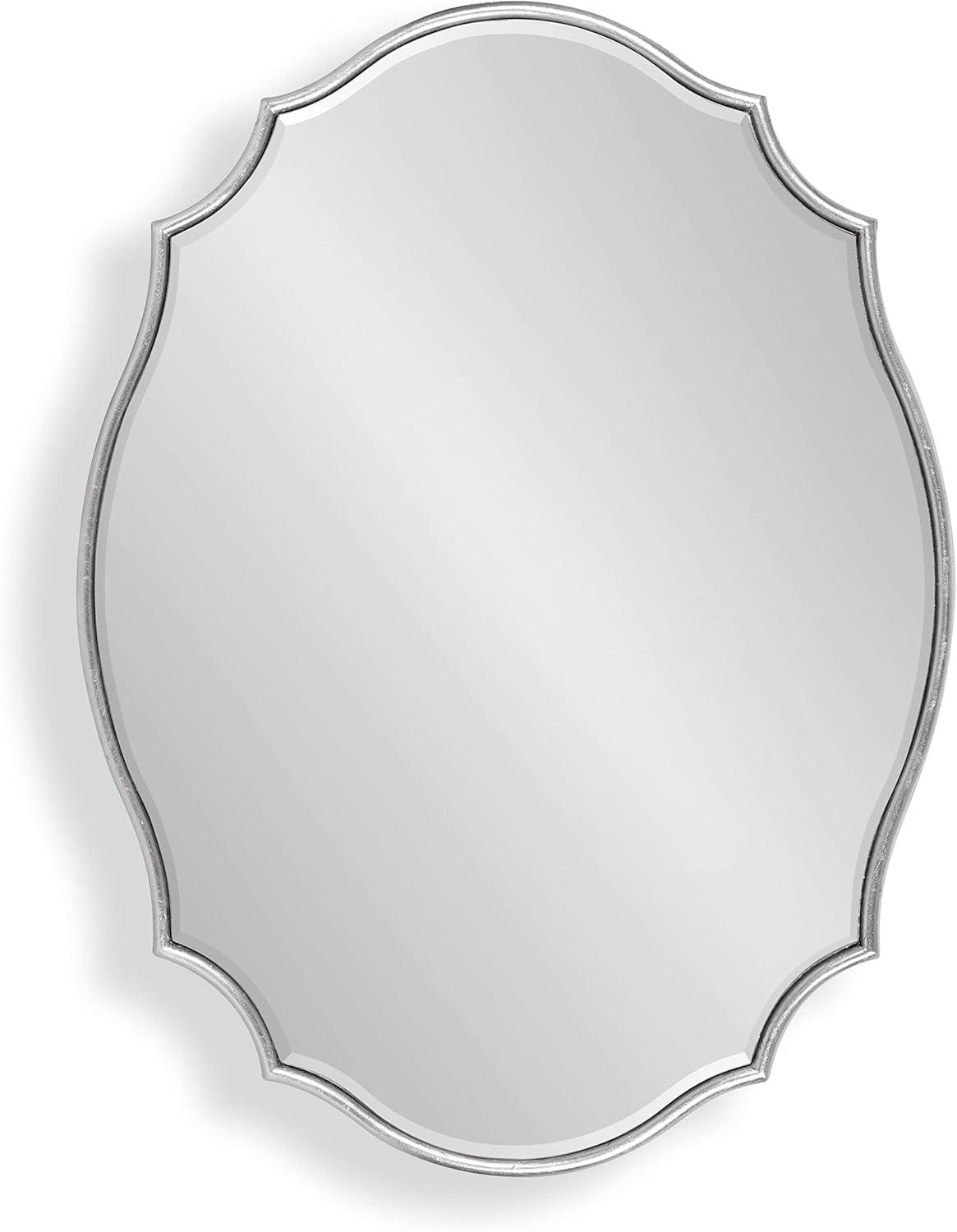 Leanna 18x24 Silver Scalloped Oval Wall Mirror