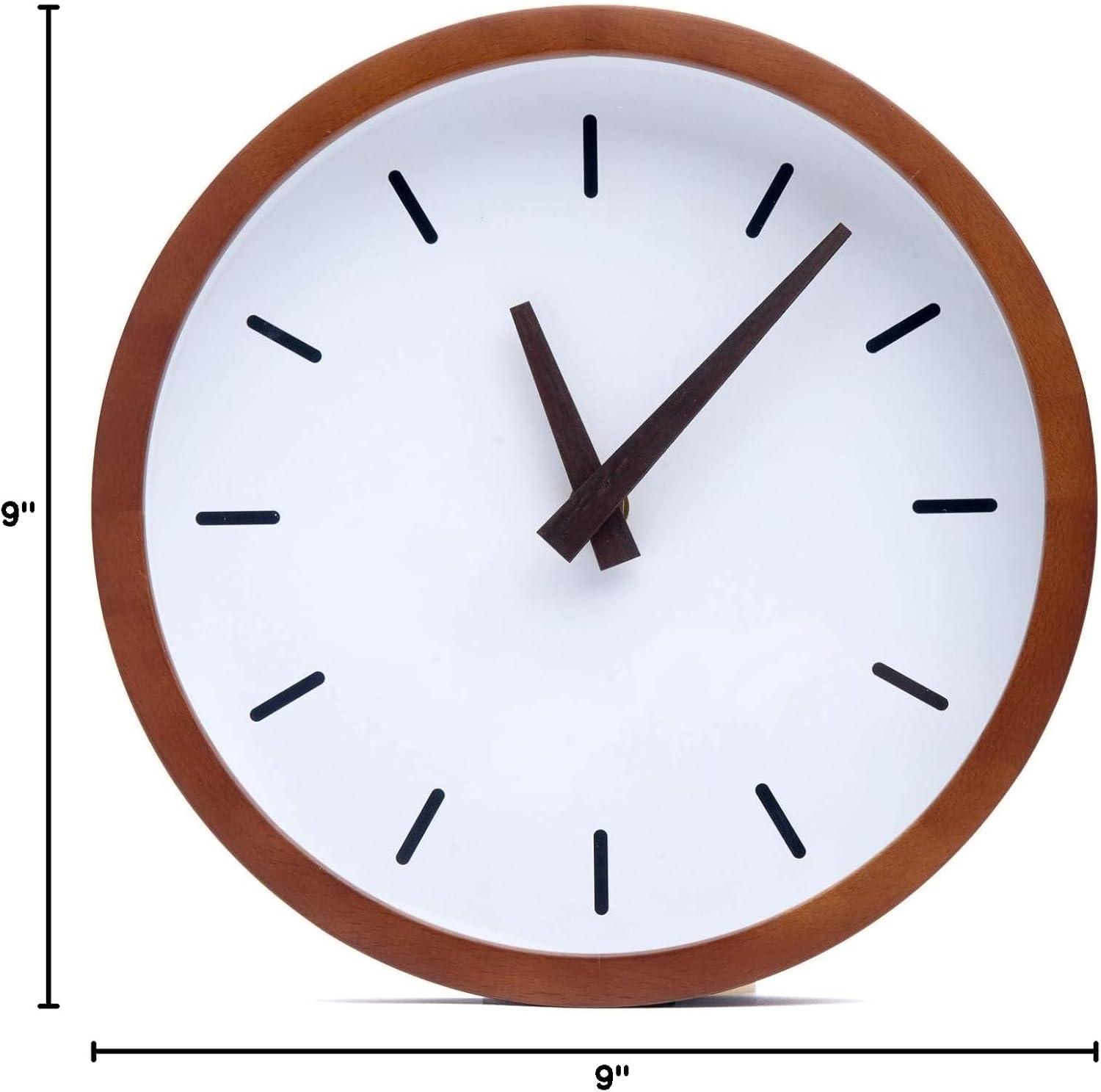 Driini 9" Modern Beech Wood Analog Wall Clock