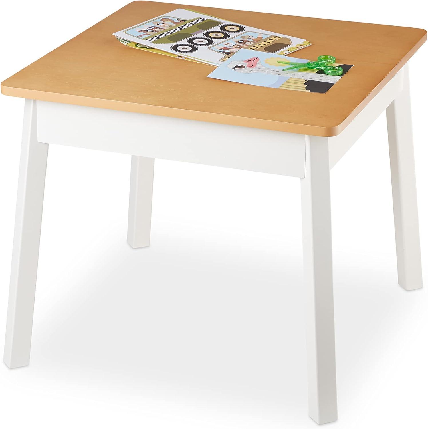 Charming Dual-Tone Kids Wooden Play Table - Natural/White